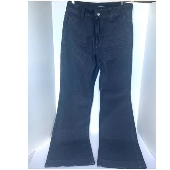 Share J Crew Wide Leg Trouser Jean Womens 30 TALL Blue High Rise Indigo Stretch - Picture 6 of 10